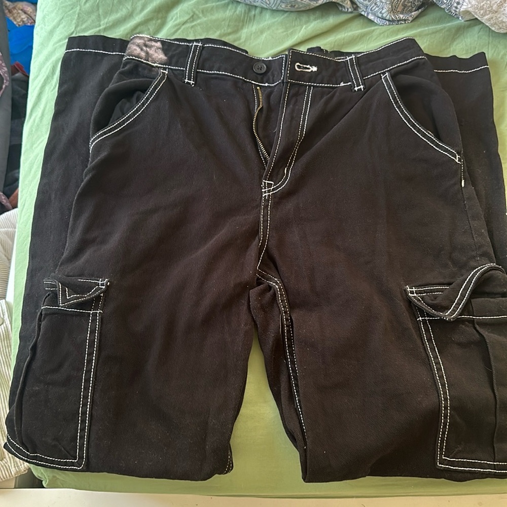 H&M Contrast Stitch Straight Leg Cargo Pants